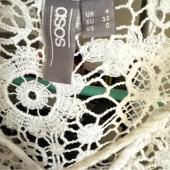 ASOS Design Ivory Boho Lace Tassel Top Size 0 - Picture 8 of 11